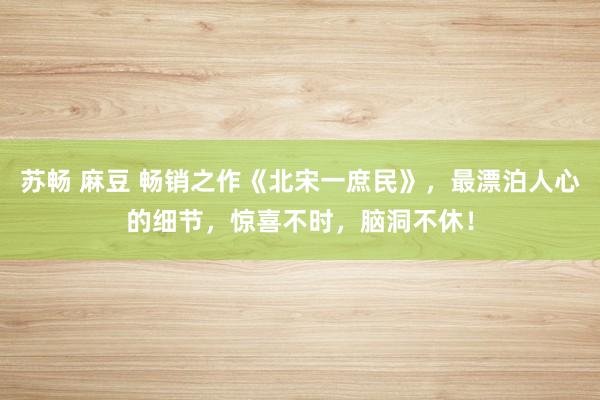 苏畅 麻豆 畅销之作《北宋一庶民》，最漂泊人心的细节，惊喜不时，脑洞不休！