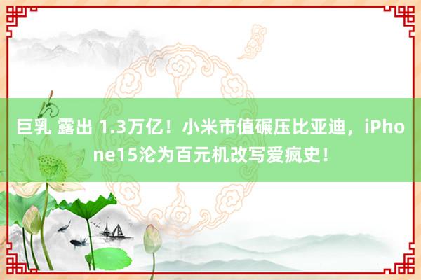 巨乳 露出 1.3万亿！小米市值碾压比亚迪，iPhone15沦为百元机改写爱疯史！