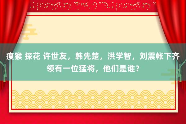 瘦猴 探花 许世友，韩先楚，洪学智，刘震帐下齐领有一位猛将，他们是谁？