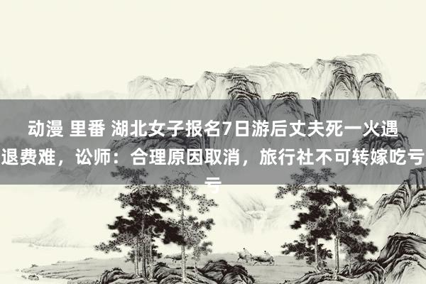 动漫 里番 湖北女子报名7日游后丈夫死一火遇退费难，讼师：合理原因取消，旅行社不可转嫁吃亏